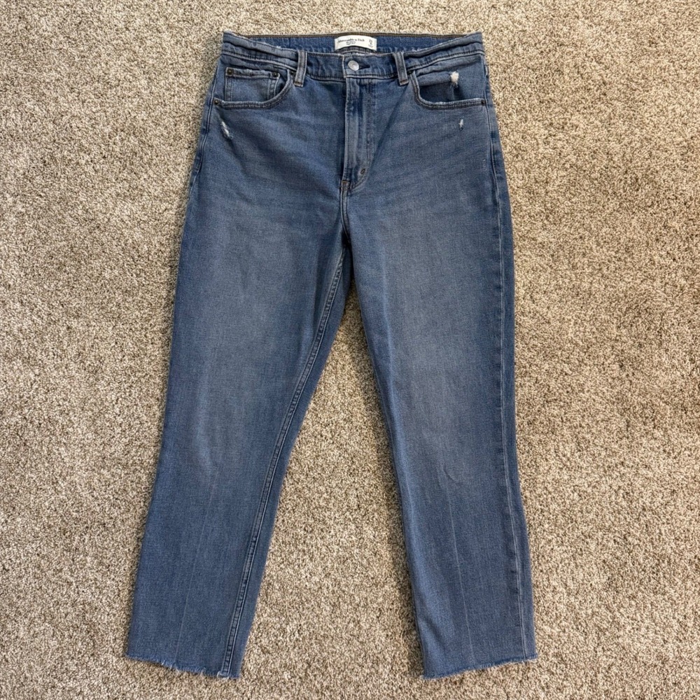 Abercrombie & Fitch The Skinny High Rise Jeans 29 8R Medium Wash Distressed Blue